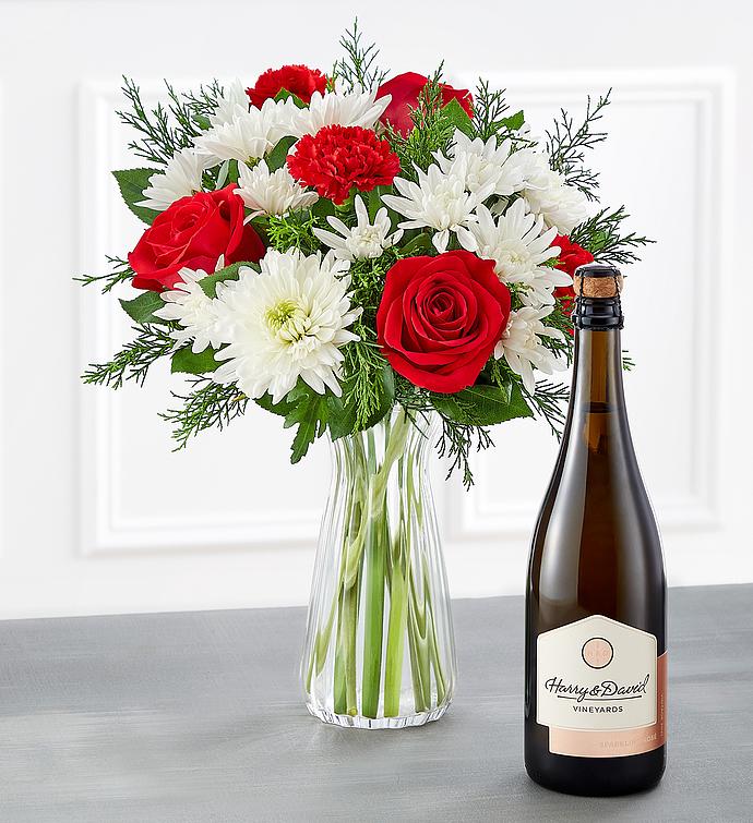 Blossoms & Wine™ - Holiday Celebrations Bouquet and Wine